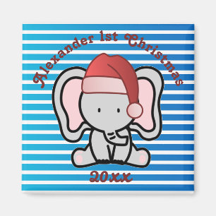 Blue Custom Baby Boy Name First Christmas 2022 Magnet