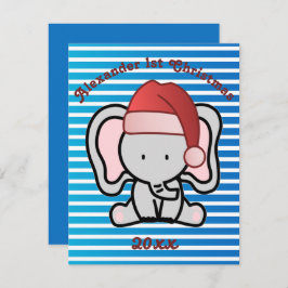 Blue Custom Baby Boy Name First Christmas 2022 Mitteilungskarte