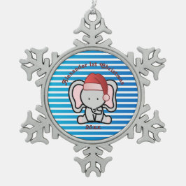 Blue Custom Baby Boy Name First Christmas 2022 Schneeflocken Zinn-Ornament