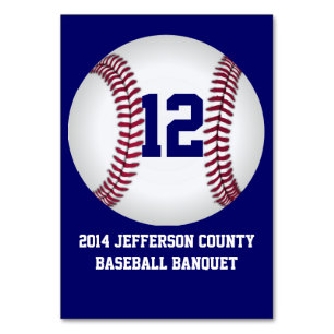 Blue Custom Baseball Banquet Tischnummer Card