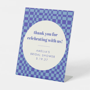 Blue Custom Brautparty Checkerboard Vielen Dank Sockelschild