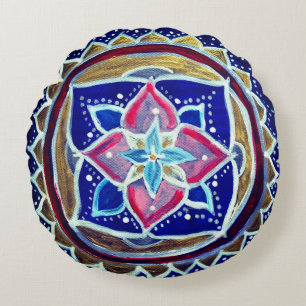 Blue Custom Brushed Polyester Round-throw-Kissen Rundes Kissen