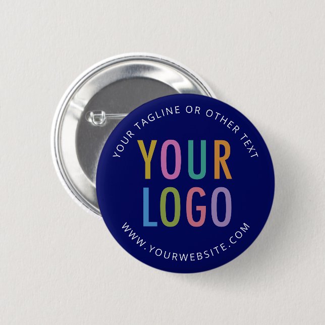 Blue Custom Button Back Button mit Logo No Minimum (Vorne & Hinten)