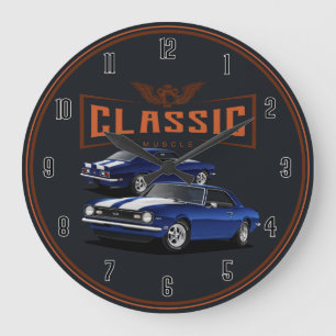 Blue Custom Camaro Large Clock Große Wanduhr