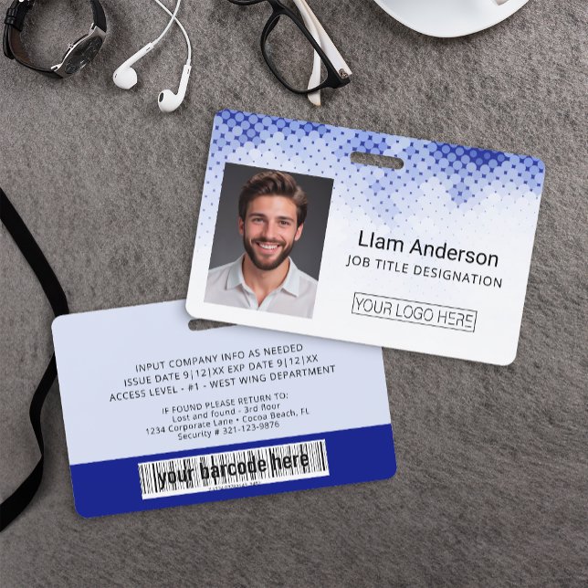 Blue Custom Employee Foto ID Abzeichen Ausweis (Custom Employee Photo Badge)