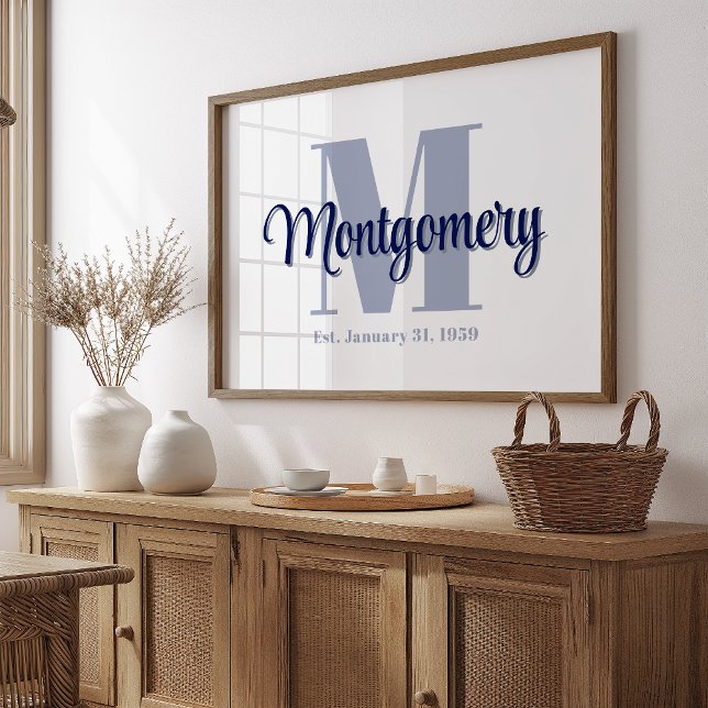 Blue Custom Family Name Poster Hochzeitsgeschenk I (Von Creator hochgeladen)