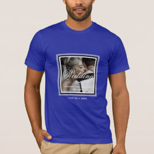 Blue Custom Hochzeit Foto mens T - Shirt