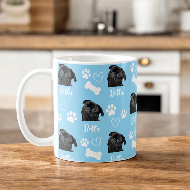 Blue Custom Liebe Paw Print Dog Lover Pet Foto Kaffeetasse (Von Creator hochgeladen)