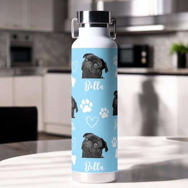 Blue Custom Liebe Paw Print Dog Lover Pet Foto Trinkflasche (Von Creator hochgeladen)