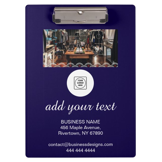 Blue Custom Logo Promo Photo X clipboard Klemmbrett (Vorderseite)