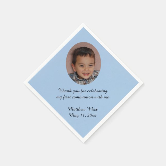 Blue Custom Personalisierte Kommune Foto Napkins Serviette (Ecke)