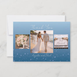 Blue Custom Photo Wedding Thank You Card Flat Dankeskarte