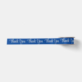 Blue Custom Satin Ribbon Silver Danke, Script Satinband