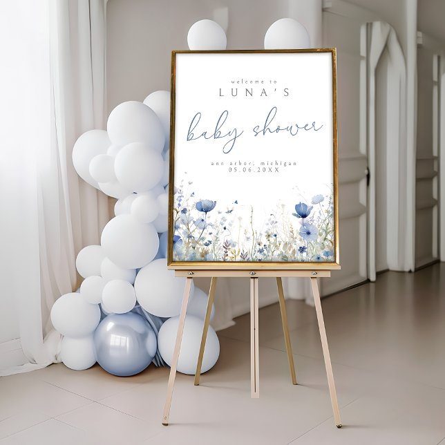 Blue Cute Baby In Bloom Wildflower Welcome Poster (Von Creator hochgeladen)