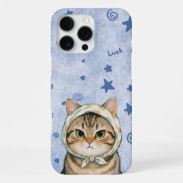 blue Cute Cat Phone Case Kawaii Kitten Aesthetic iPhone 16 Pro Max Hülle