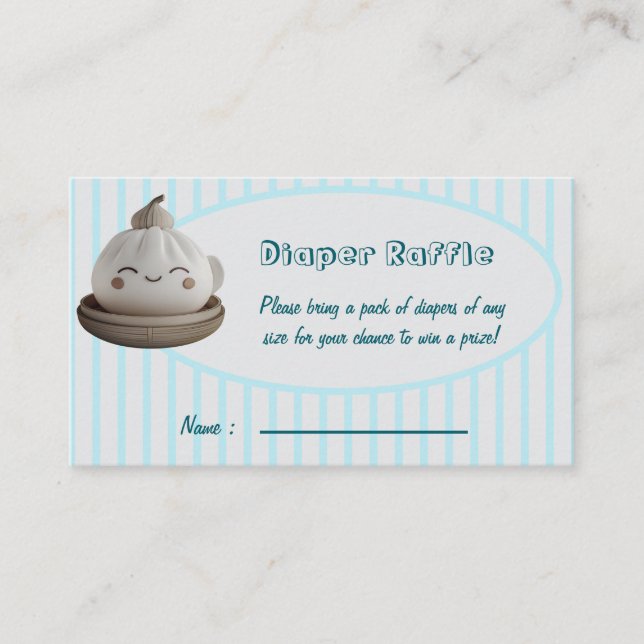 Blue Cute Dumpling Diaper Raffle Enclosure Card Begleitkarte (Vorderseite)