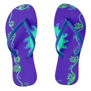 Blue Cyan Royal Blue Iridescent Color Art Print Flip Flops