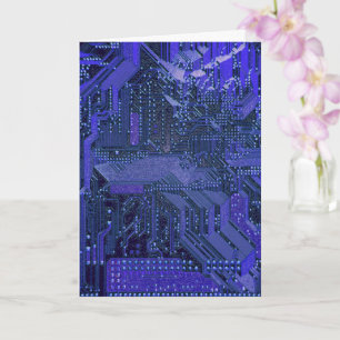 Blue Cyber Circuit Board Tech Art Electronics Karte