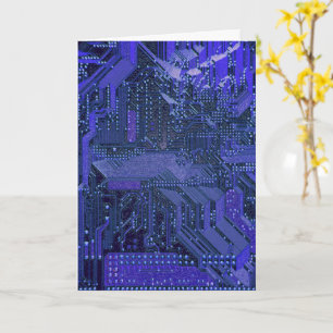 Blue Cyber Circuit Board Tech Art Electronics Karte