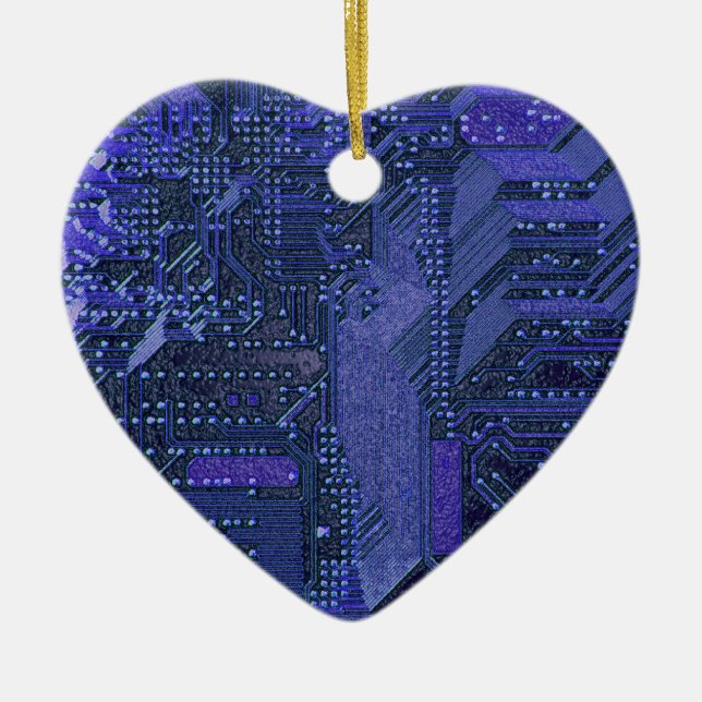 Blue Cyber Circuit Board Tech Art Electronics Keramik Ornament (Vorne)