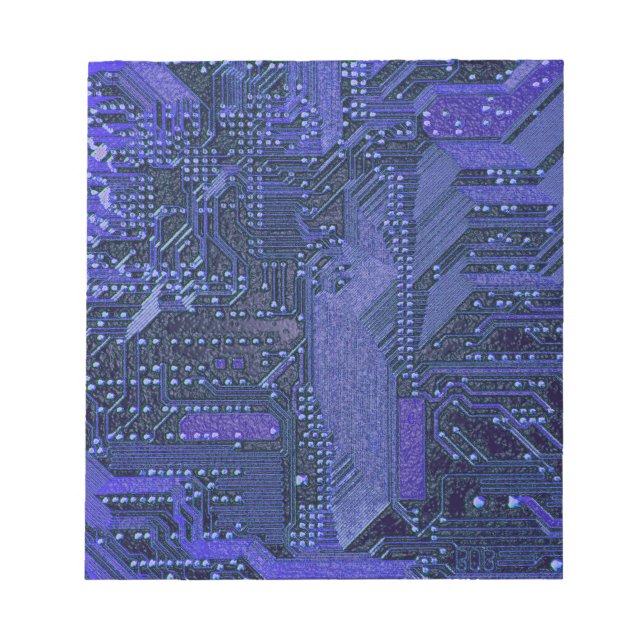 Blue Cyber Circuit Board Tech Art Electronics Notizblock (Vorderseite)