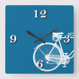 Blue cycle wall Clock Quadratische Wanduhr