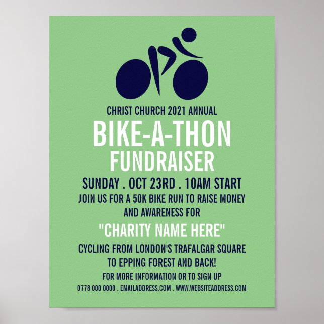 Blue Cycling Logo, Wohltätigkeit Bike-a-Thon Event Poster (Vorne)