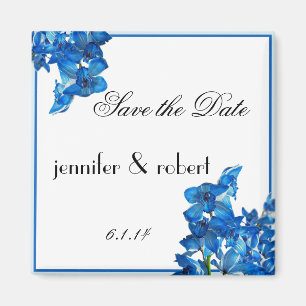 Blue Cymbidium Boat Orchid Speichern Sie das Datum Magnet