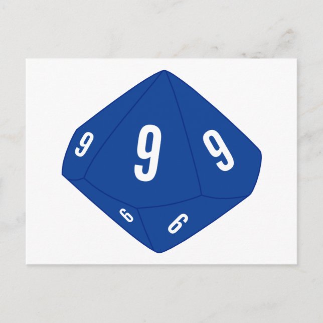 Blue D10 Würfel Tischnummer Postkarte (Vorderseite)