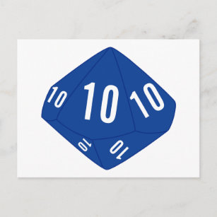 Blue D10 Würfel Tischnummer Postkarte