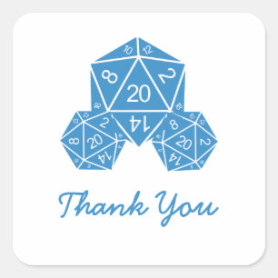 Blue D20 Dice Danke Stickers