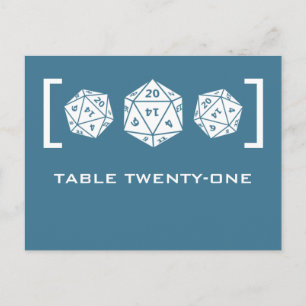 Blue D20 Dice Gamer Tischnummer Postcard
