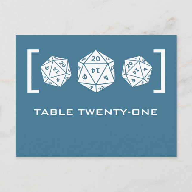 Blue D20 Dice Gamer Tischnummer Postcard (Vorderseite)