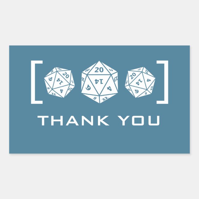Blue D20 Dice Gamer Vielen Dank, dass Sie Sticker  (Vorderseite)