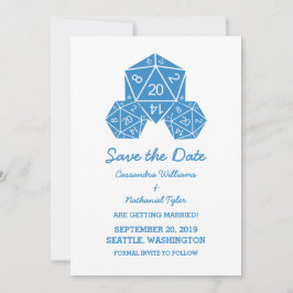 Blue D20 Dice Save the Date einladen Einladung