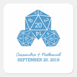 Blue D20 Dice Wedding Stickers