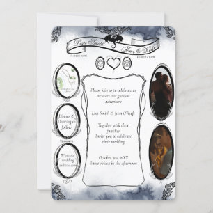 Blue D20 Tabletop RPG Fantasy Dice Wedding Invitat Einladung