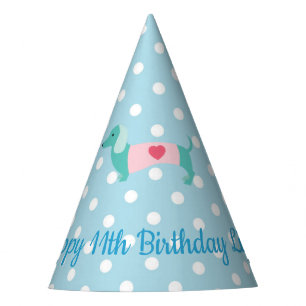 Blue Dackel Childrens Party Hat Partyhütchen