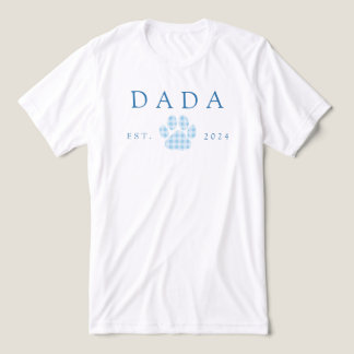 Blue Dada Gingham Puppy Paw Print Birthday Tri-Blend Shirt