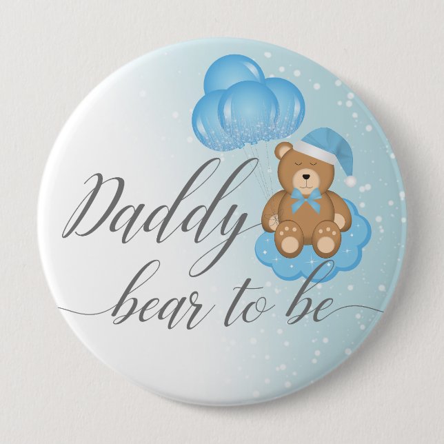 Blue Daddy Bär als Baby-Baby-Dusche für schlaflose Button (Vorderseite)