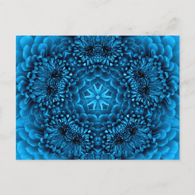 BLUE DAHLIA Blume Abstrakt Postkarte (Vorderseite)