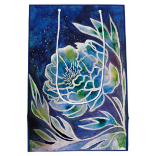 Blue Dahlia Handmade Navy Aquamarin Floral Waterco Mittlere Geschenktüte