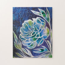 Blue Dahlia Handmade Navy Aquamarin Floral Waterco