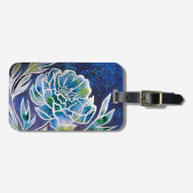 Blue Dahlia Navy Aquamarin Celestial Floral Waterc