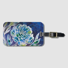 Blue Dahlia Navy Aquamarin Celestial Floral Waterc Gepäckanhänger