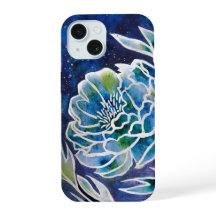 Blue Dahlia Navy Aquamarin Celestial Floral Waterc