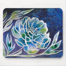Blue Dahlia Navy Aquamarin Celestial Floral Waterc