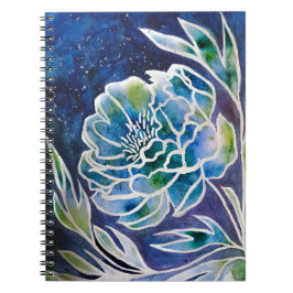 Blue Dahlia Navy Aquamarin Celestial Floral Waterc Notizblock