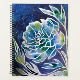 Blue Dahlia Navy Aquamarin Celestial Floral Waterc Planer