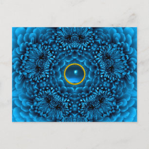 BLUE DAHLIA UND SAPPHIRE GEMSTONE Floral Postkarte